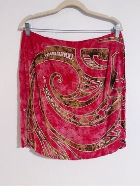 Wahine Toa - Red and Brown Tapa Print Skirt